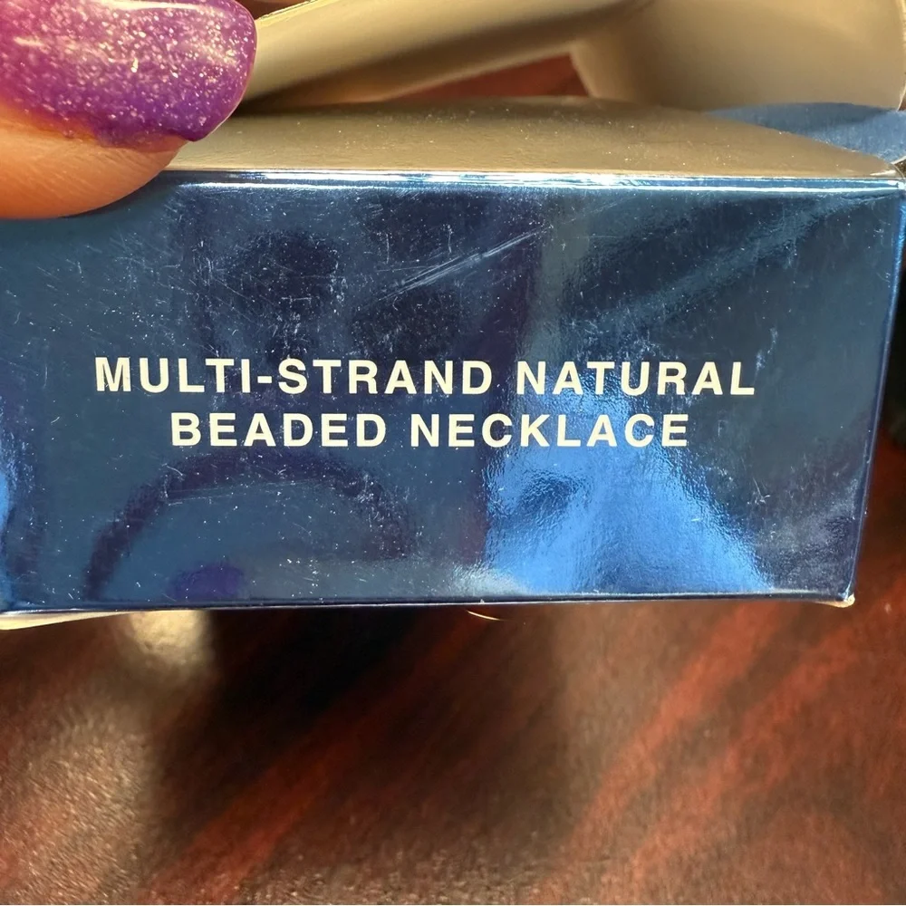 Avon Gold and Cream/natural Layered Necklace with Pearl-like Beads NIB 2007